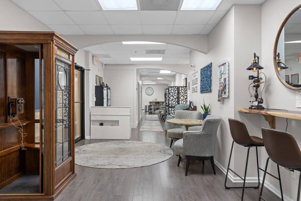 The lounge of Share Space Coworking which offers Virtual Offices in St Augustine.