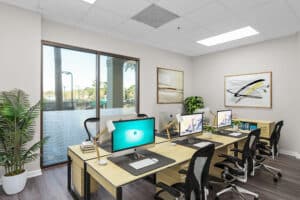 modern office designed for collaborative teamwork that seats up to six people in St Augustine
