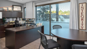 A modern and upscale executive office rental with windows